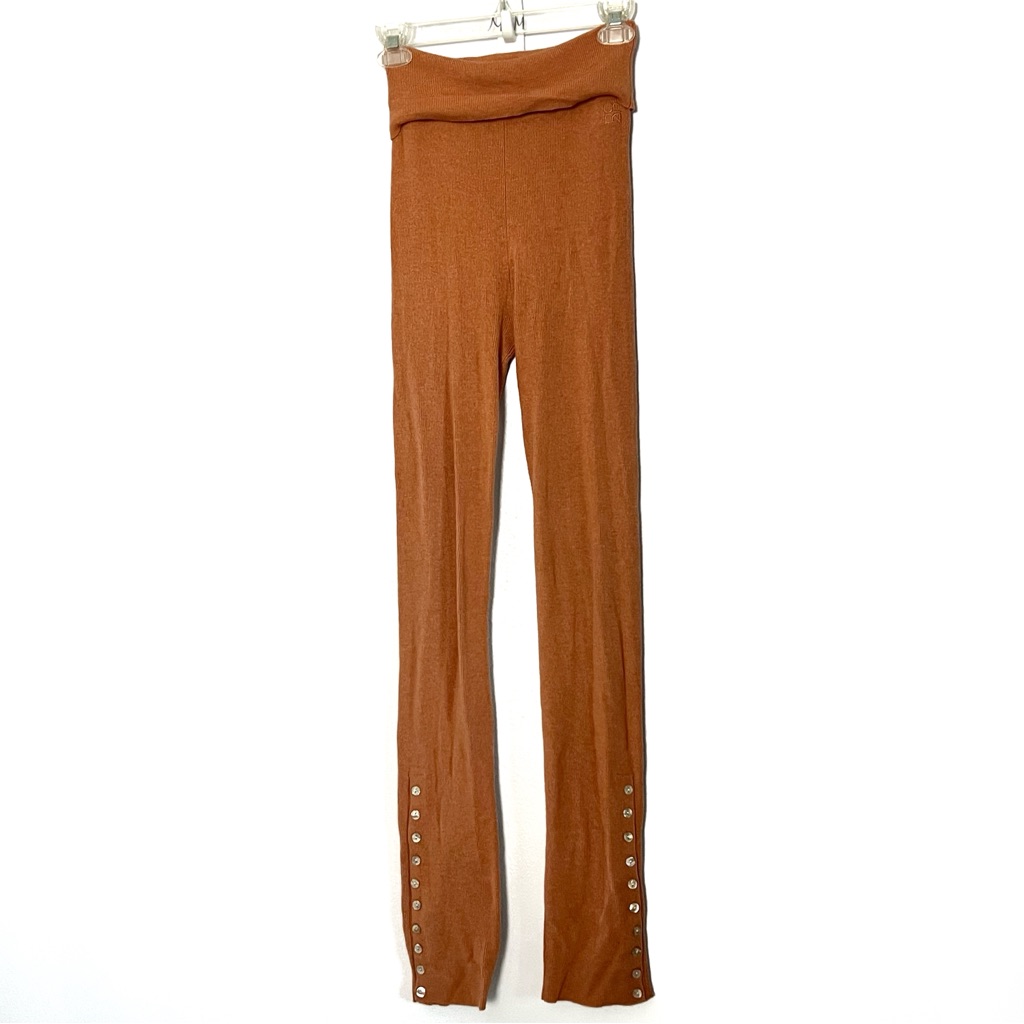 Ulla Johnson Tan Knit Fold Over Button Pants